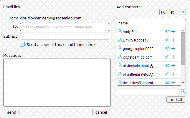 Emailing your link from StoAmigo graphic